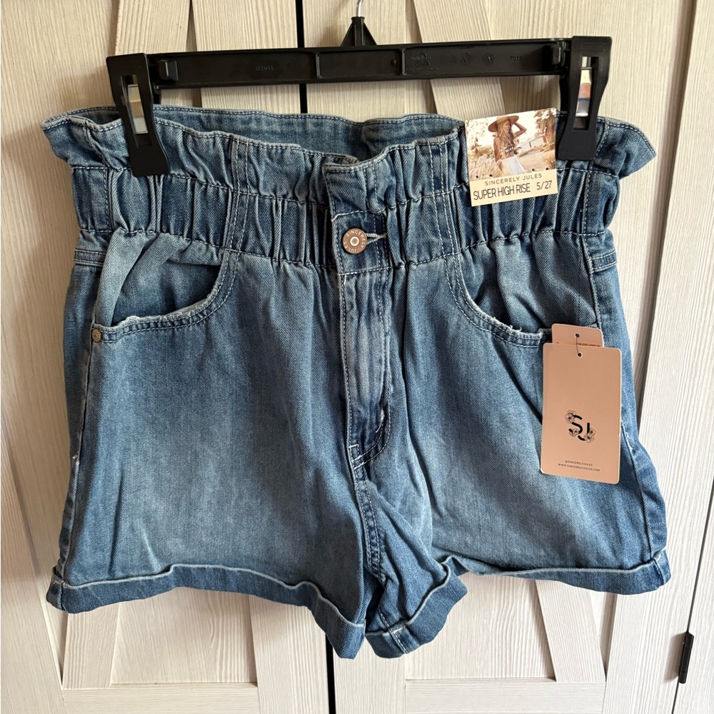 Paper Bag Denim Shorts